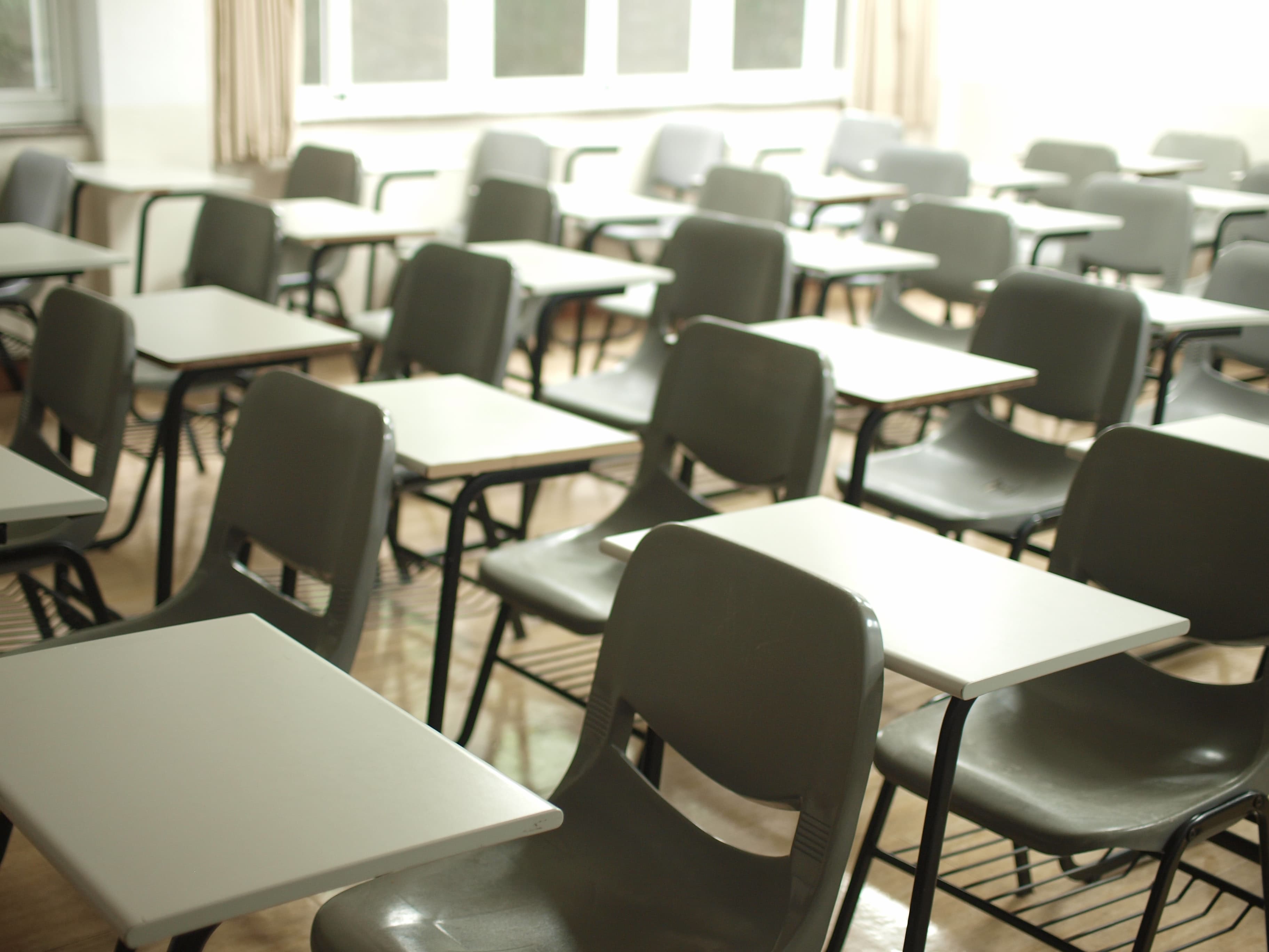 Classroom with empty desks